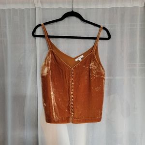 Button down rust velvet tank